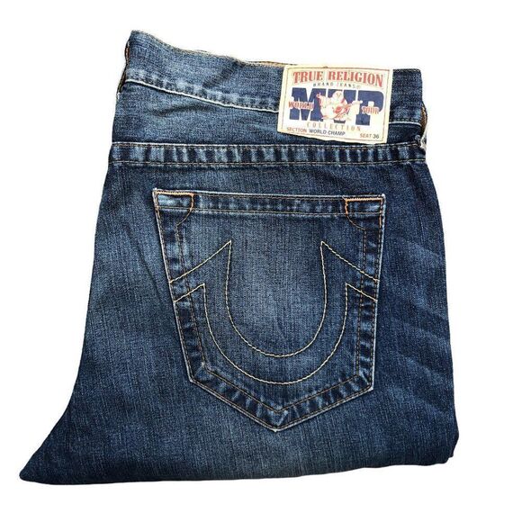 TRUE Religion Jeans Size 40 WORLD CHAMP Blue - Picture 1 of 9